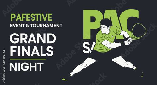 Grand Finals Night: Tennis Tournament Graphic Illustration With Dynamic Athlete Action