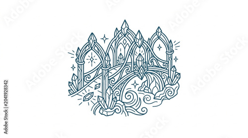 Photography Intricate Crystal Palace Fantasy Illustration.