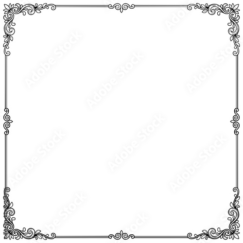 Vector illustration of an ornate vintage decorative frame with elegant floral scrollwork, symbolizing classic design, invitation layouts, certificates and decorative borders