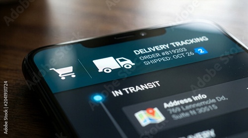 Mobile phone screen displaying a delivery tracking app with order details and map