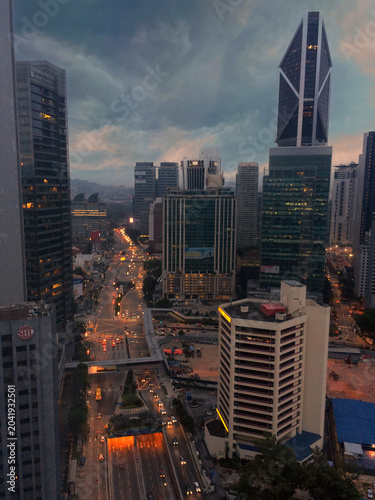 Photography Kuala Lumpur Skyline at Dusk with Modern Skyscrapers