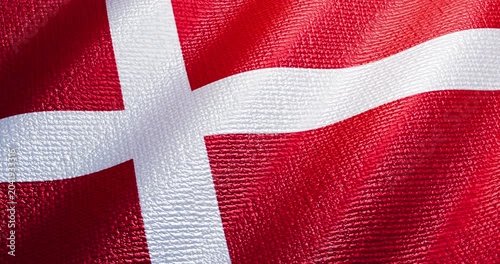 Denmark Flag of silk. 3d render video.
