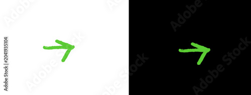 Simple Green Glowing Right Pointing Arrow on Black Background