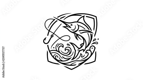 Tableau sur toile Marlin Fishing Emblem Symbol Illustration.