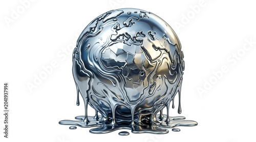 Foto Melting Earth Globe Symbolizing Climate Change and Global Warming