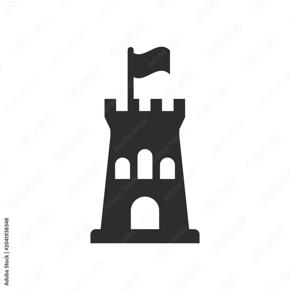 Naklejka premium Castle stone tower icon. Monochrome black and white symbol