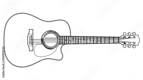 Line art illustration of an acoustic guitar