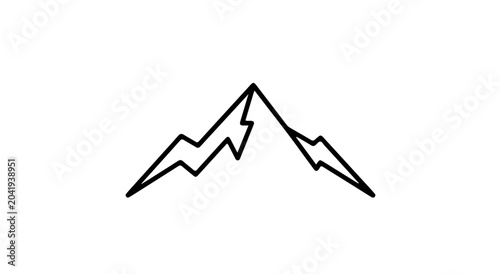 Minimalist mountain peak icon with lightning bolt style jagged lines