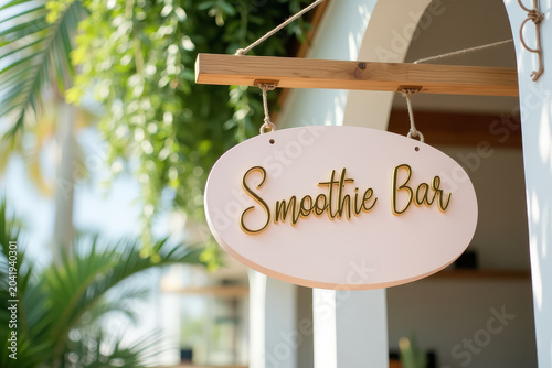 Smoothie bar sign. Healthy drink shop branding. Tropical juice logo. Fresh beverage signage. Wellness lifestyle concept