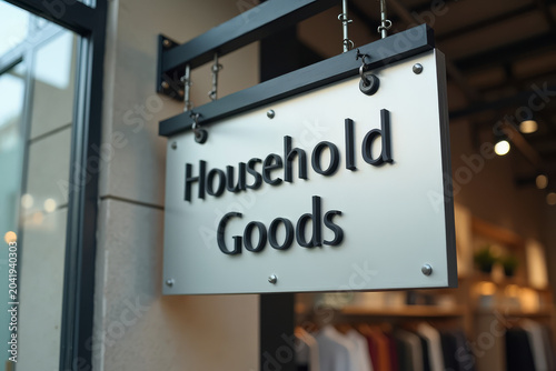 Household store sign. Minimal home goods branding. Domestic retail logo. Clean design signage. Modern store concept