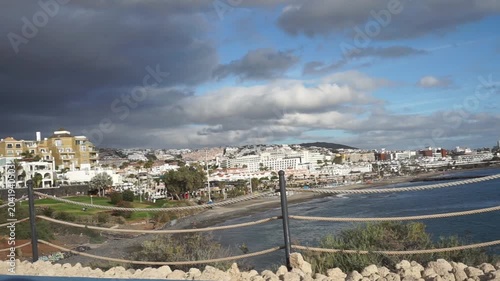 View on Fanabe beach in south Tenerife, Canary Islands, Spain. Travel or summer vacation concept,4K.