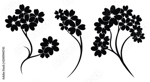 Black flowers silhouettes set