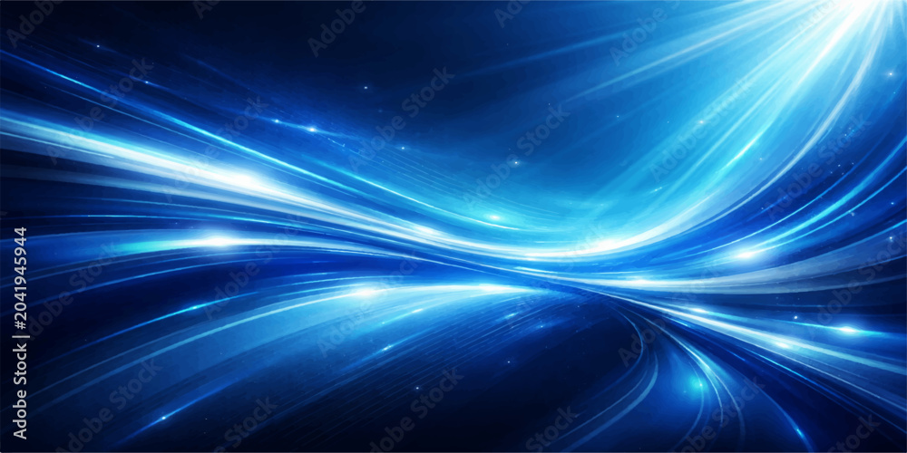 Fototapeta premium Abstract Blue Star Light Energy Background with Glowing Space Waves and Bright Cosmic Glow