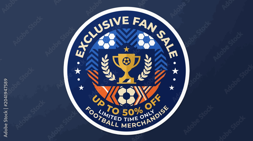 Fototapeta premium Discounted football merchandise sale advertisement.