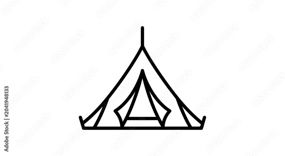Fototapeta premium Minimalist Bell Tent Outline Icon Simple Camping Symbol