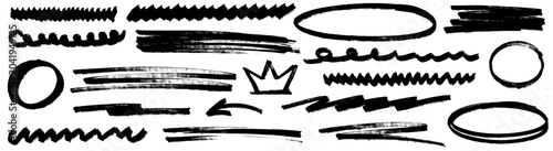 Bilde på lerret Bold pen circles and hand drawn marker highlights packed with arrow energy