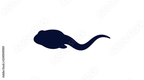 Silhouette icon of a single young frog tadpole swimming underwater