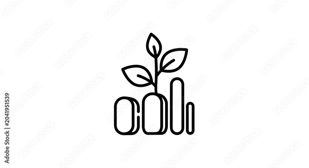 Fototapeta premium Financial growth icon with plant and coins