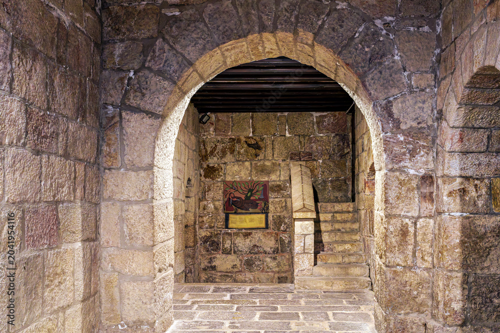 Φωτογραφία Interior of the ancient romanesque crypt of the Monastery of San Salvador of Ley