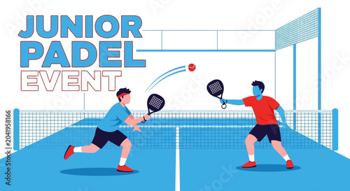 Junior Padel Tournament Displaying Energetic Sports Competition Between Two Young Players