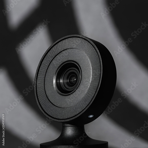 view of round modern webcam with shadows background