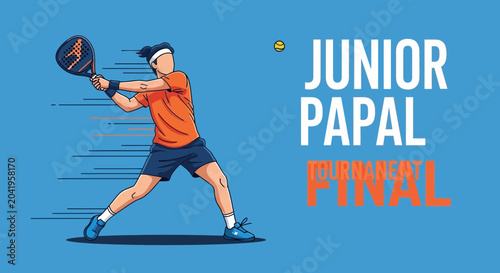 Junior Padel Tournament Final Illustration Featuring a Dynamic Player Ready To Strike
