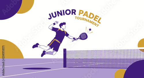 Junior Padel Tournament: Dynamic Illustration of a Player Hitting the Ball