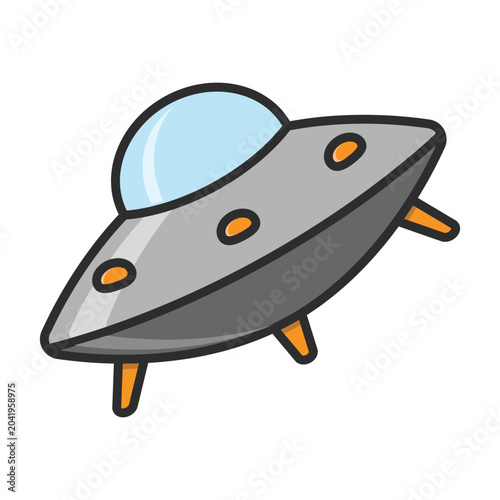 UFO. Flying saucer icon set. Vector illustration.