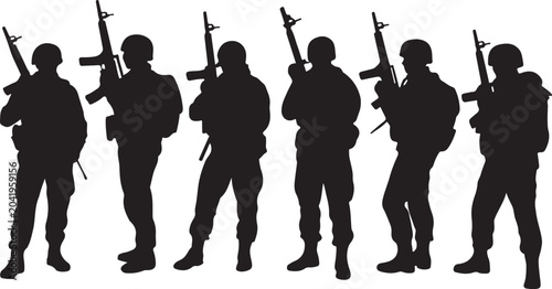 Fotografía Soldiers holding rifles standing in formation