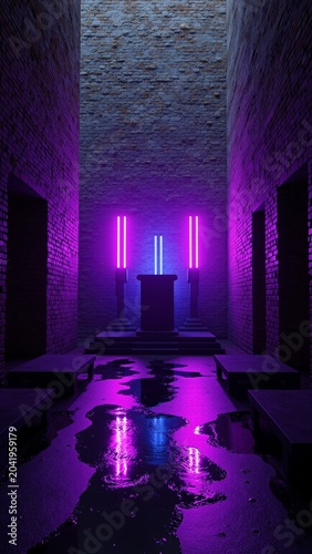 Neon Cyber Medieval Corridor