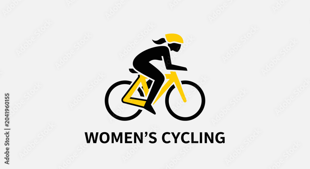 Fototapeta premium Minimalist Design Depicting A Woman Cyclist Emblem Representing Women's Cycling Competition