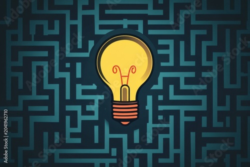 Maze light bulb idea solution puzzle labyrinth path search innovation challenge