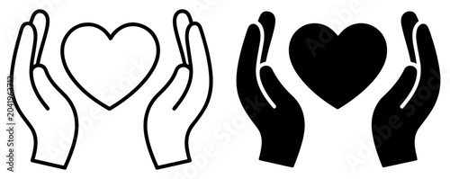 Obraz na płótnie hands holding heart icon set