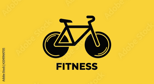 Modern Bicycle Illustration on Yellow Backdrop Promoting Sport Activity and Promoting Fitness