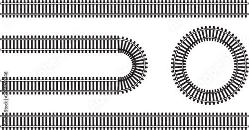 Bild auf Leinwand Abstract geometric train tracks and circular railway design