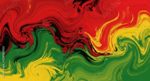 Dynamic marbling texture with red yellow and green colors