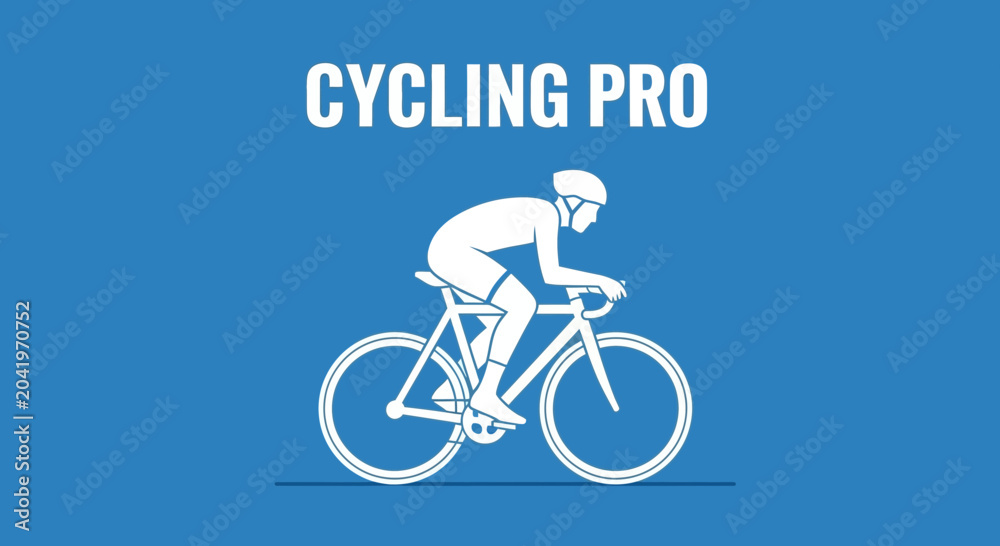Fototapeta premium Professional Cyclist Riding Bicycle, Cycling Pro Champion Sport on Vibrant Blue Background