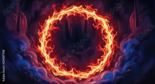 Intense ring of fire and plasma in dark space.