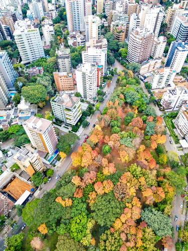 Aerial View of Praça Gustavo Langsch During Autumn in Porto Alegre