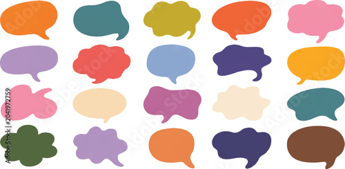 Billede på lærred Colorful speech bubble collection with various rounded shapes for chat communication message tagging and dialogue cloud concept