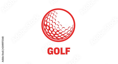 Red Golf Ball Logo Design on White Background with the Word Golf in Bolded Red Text