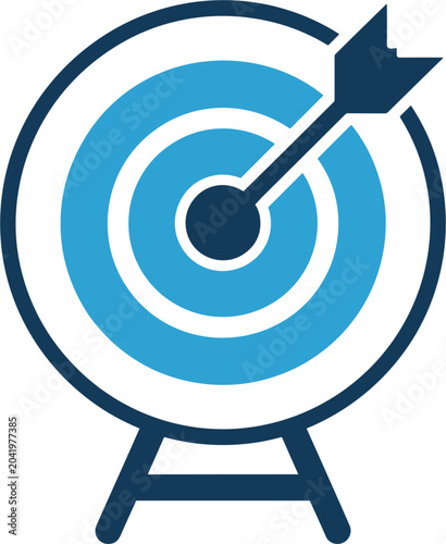Target on stand with arrow vector icon, business goal achievement and marketing strategy concept