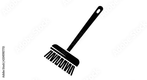 Black and white broom icon for cleaning and housekeeping