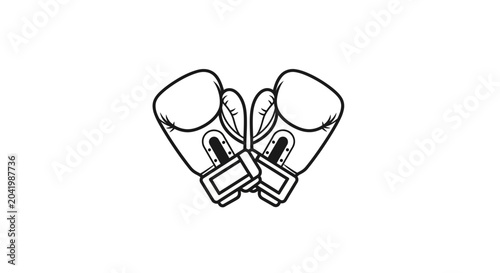 Black and White Boxing Gloves Icon Vector Illustration