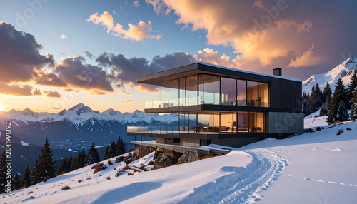 Modern house mountain landscape
