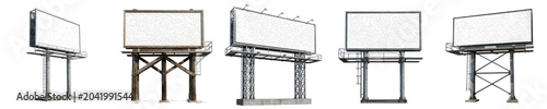 Fotografie Blank Outdoor Billboard Collection Isolated on White Background - Large Advertis