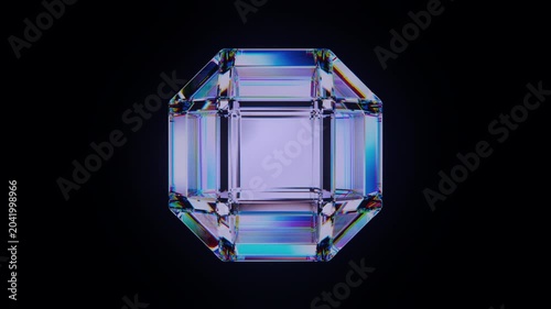 Glass Crystal Gem Faceted Iridescent Rotating Seamless Loop Animation 3D Render