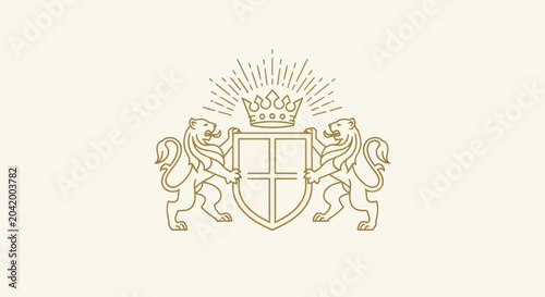 Valokuva Elegant Royal Crest with Lions and Crown.