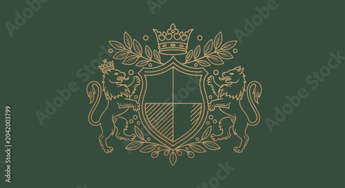 Elegant Royal Crest with Lions and Crown.