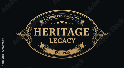 Elegant Vintage Gold Heritage Legacy Emblem with Premium Craftsmanship and Established Date.